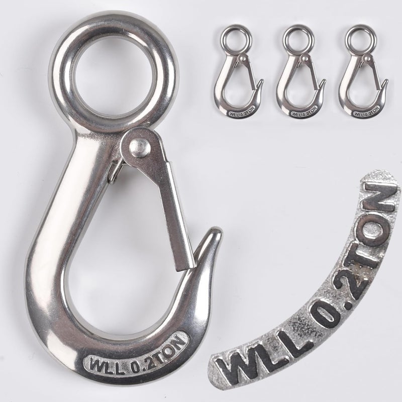 Alele Grab Hooks, 440 Pounds Slip Hooks,Stainless Steel Lifting Hook Rigging Accessory,4 Pack - Image 1